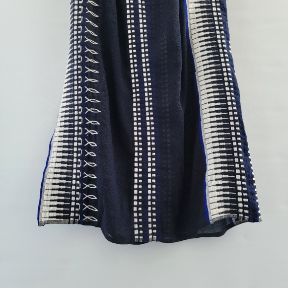 Lemlem Dark Navy Blue White Midi Skirt Size Medium Ethiopian Sustainable Artisan - Picture 12 of 13